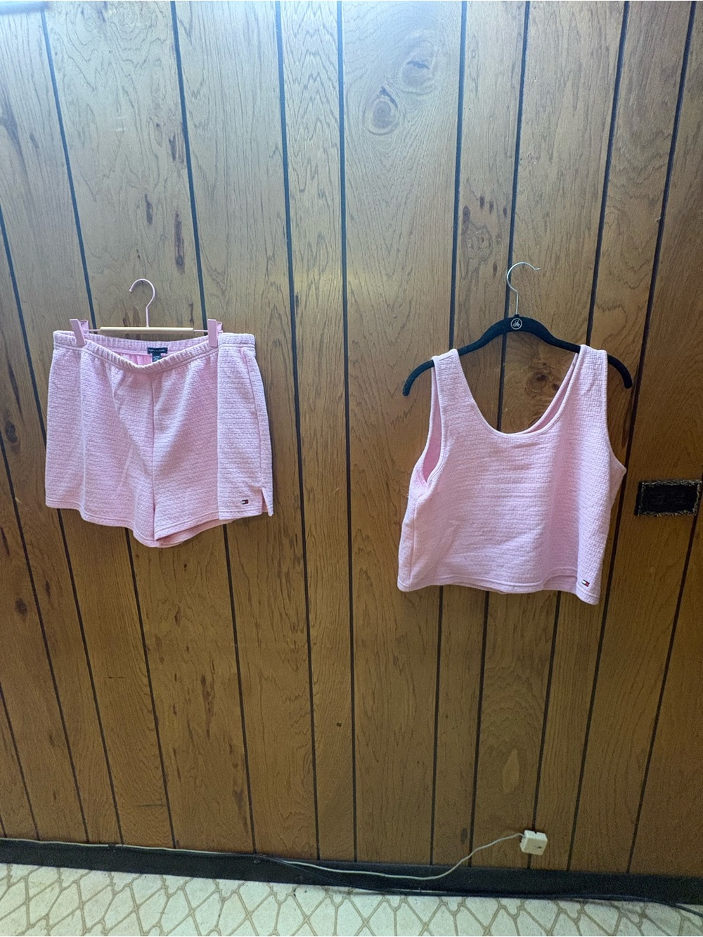 Tommy Hilfiger Pink Waffle Knit Sleep Set - Tank & Shorts